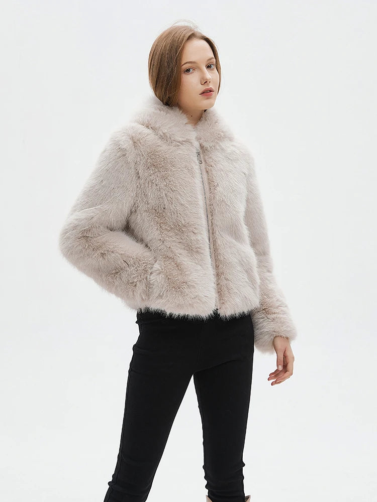 ZADORIN Women Winter Jacket Fluffy Warm Hooded Faux Fur Coat Women Clothing White Faux Fur Jacket Womens Jackets Winter 2025