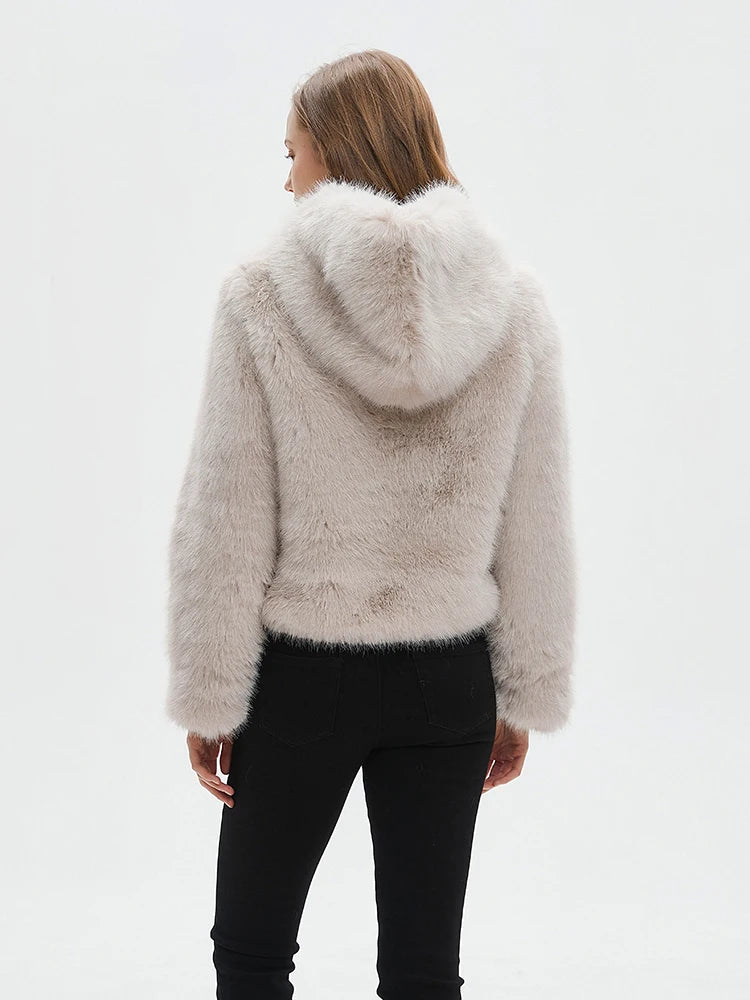 ZADORIN Women Winter Jacket Fluffy Warm Hooded Faux Fur Coat Women Clothing White Faux Fur Jacket Womens Jackets Winter 2025